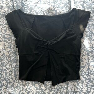 Black split crop top